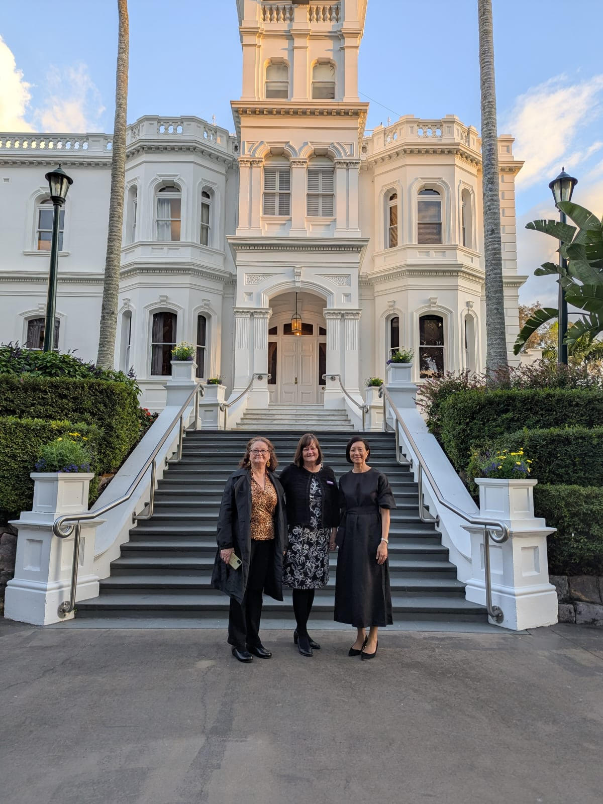 NCWA President Fiona Dorman (right) and NCWQ President Sandy Smith celebrating Governor’s Reception 120th Anniversary Celebration of NCW Queensland